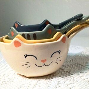 Cat Measuring Cup Set Ceramic Cracker Barrel~New~